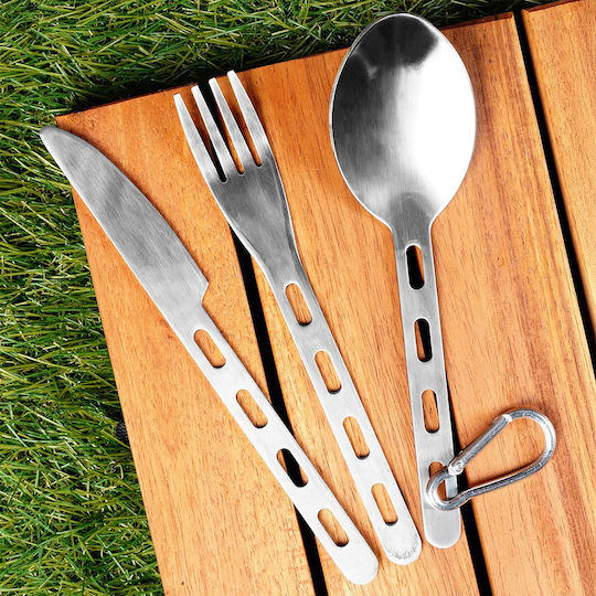 Travel Cutlery Carabiner Steel 3 Pcs