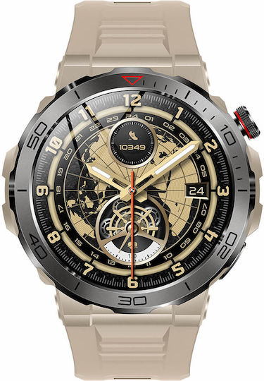 Microwear MK68 Smartwatch με Παλμογράφο (Beige Silicone)