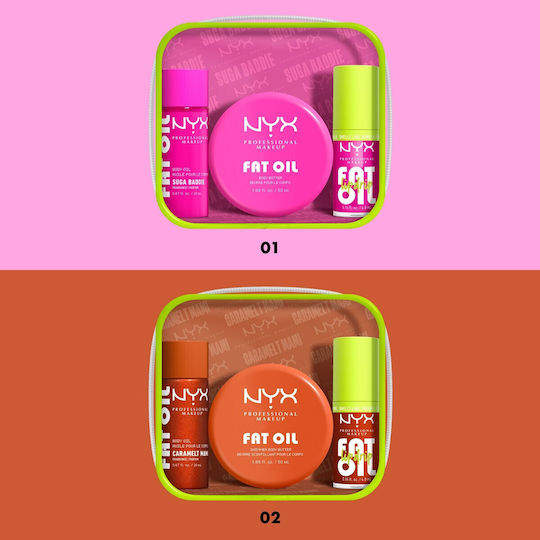 NYX Professional Makeup Fat Oil Lip & Body Туристически Комплект за Хидратация и Блясък Suga Baddie 4 бр