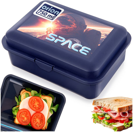 Orion Пластмасова Детска Кутия За Храна 0.75 Литра Синя 18 x 13 x 7 см
