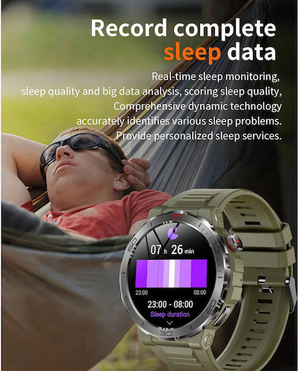 Microwear MK68 Smartwatch mit Herzfrequenzsensoren (Army Green Silikon)
