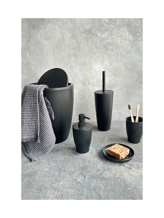 SteweHome Bathroom Accessory Set Plastic Black 5 Pieces