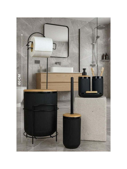 SteweHome Сет Аксесоари За Баня Пластмасови Черни 6 Броя SteweHome Сет Аксесоари За Баня Пластмасови Черни 6 Броя