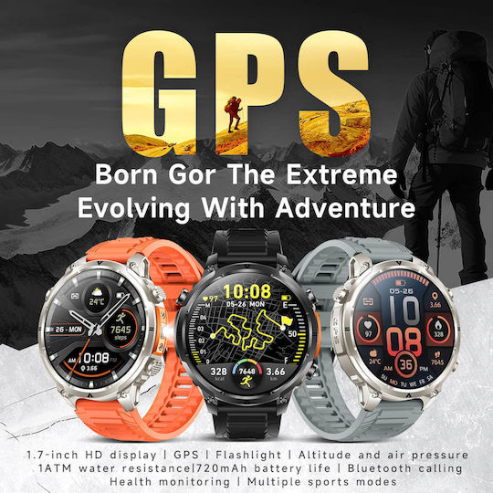 Microwear MK100 Smartwatch with Heart Rate Monitor Black Silicone
