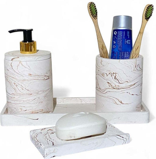 SteweHome Bathroom Accessory Set Resin Beige 4pcs