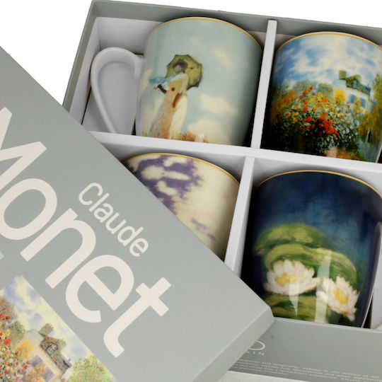 Claude Monet Κούπα από Πορσελάνη Καφέ 350ml 4τμχ