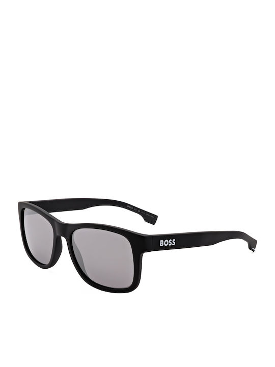 Boss Men's Sunglasses with Black Plastic Frame and Silver Mirror Lens BOSS 1568/S 003/T4