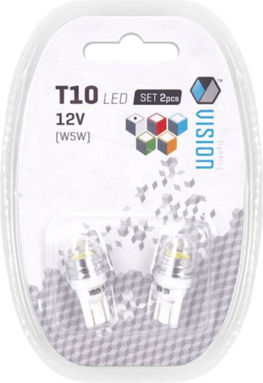 W5w Led T10 1hp Lentilă Albă 6500k Vision