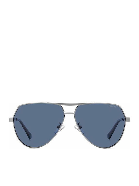 Polaroid Men's Sunglasses with Silver Metal Frame and Blue Polarized Lens PLD2145GSX 6LB/C3