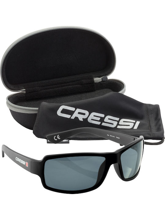 CressiSub Ninja Men's Sunglasses with Black Plastic Frame and Black Polarized Lens XDB100000