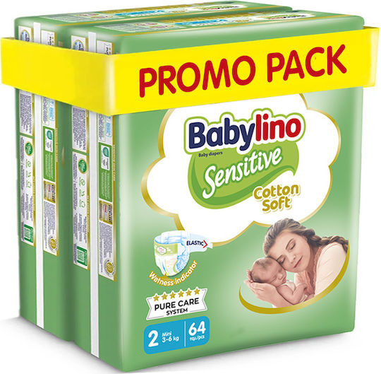 Babylino Tape Diapers Sensitive Cotton Soft No. 2 for 3-6kg 128pcs