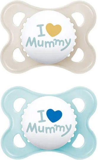 Mam Orthodontic Pacifiers Silicone I Love Mummy - Blue - White for 2-6 months 2pcs