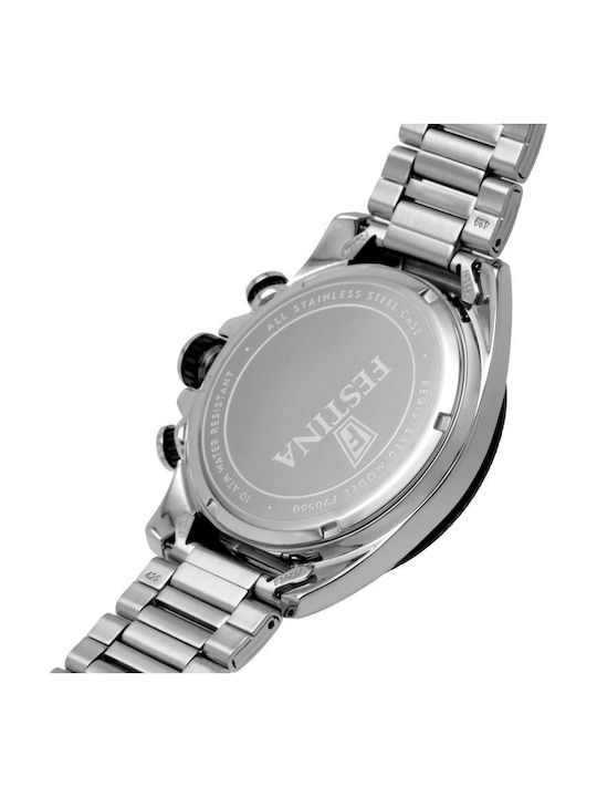 Festina Men's Watch 45mm Chronograph Battery with Silver Metal Bracelet