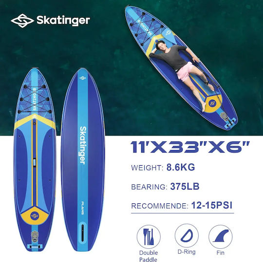 Skatinger Φουσκωτή Σανίδα SUP με Μήκος 3.35m Μπλε