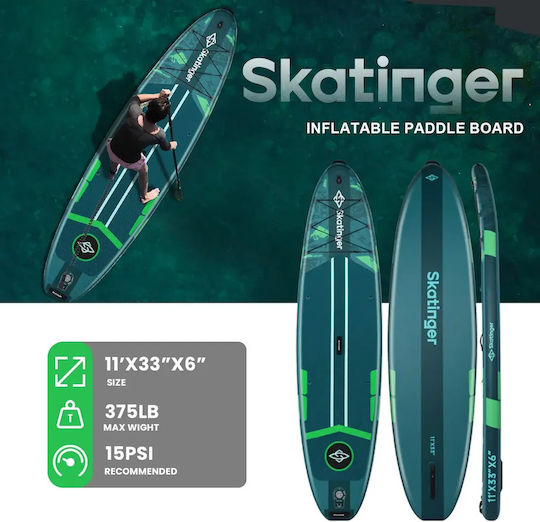 Skatinger Ice Age Inflatable SUP Board with Length 3.35m Green