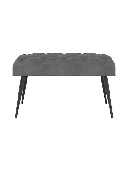 Velvet Upholstered Bench Stool Dark Grey 80x40x46cm