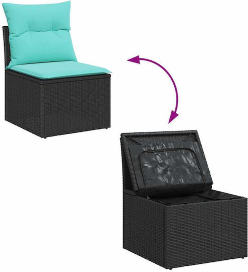 Garten- und Outdoor-Möbelsets Typsatz Wohnzimmer 7 Stück Schwarz mit Kissen