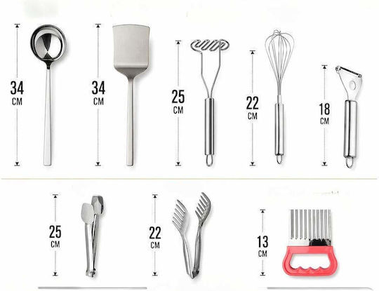 SteweHome Set of 10 Pieces White Stainless Steel Serving Utensils