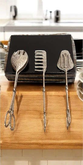 SteweHome Set of 3 Grey Stainless Steel Serving Utensils