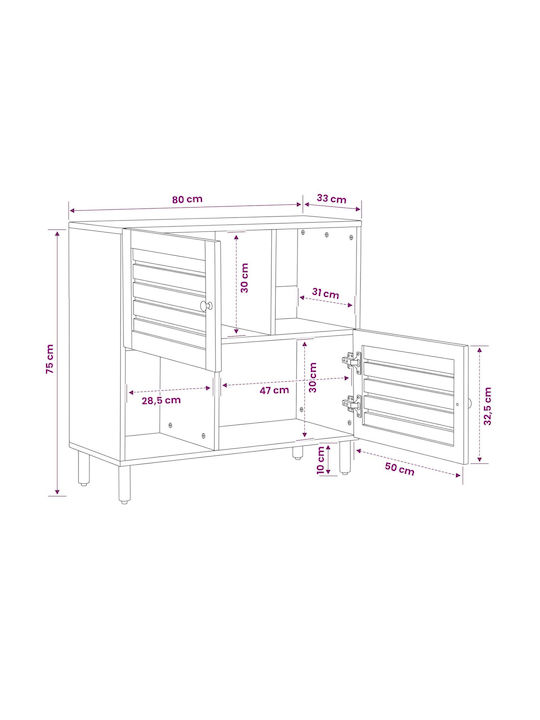 Wooden Sideboard Brown 80x33.5x75cm