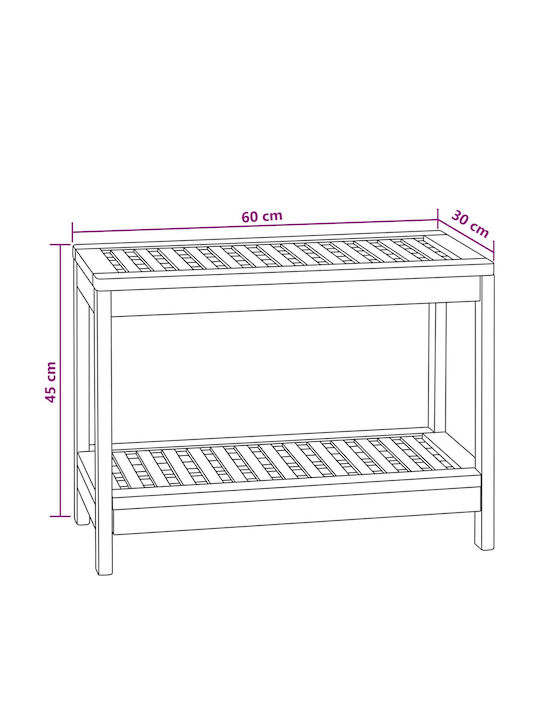 vidaXL Επιδαπέδια Ραφιέρα Μπάνιου Ξύλινη 60x30x45cm Καφέ