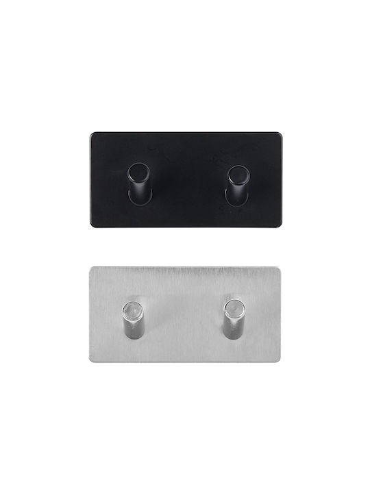 Wandhalterung Metall 2 Haken Schwarz 9x4.5x3.5cm
