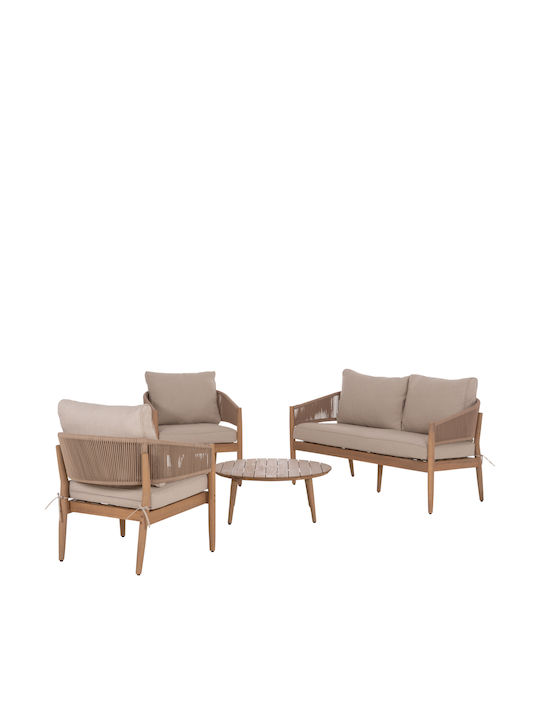 Set Salon Exterior Kanu 4 Piese Bej cu Perne
