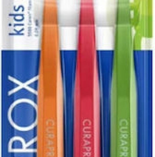 Curaprox Kids Ultra Soft 5460 Set Children's Toothbrushes for 6+ Years 3 Pieces Orange-Red-Green