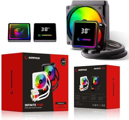 Rampage INFINITE V120 CPU-Kühlerlüfter für Steckdose AM5 mit ARGB Beleuchtung Weiße