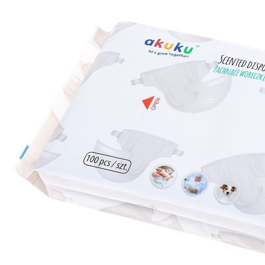 Akuku Replacement Bags for Diaper Bin White 100 Pieces