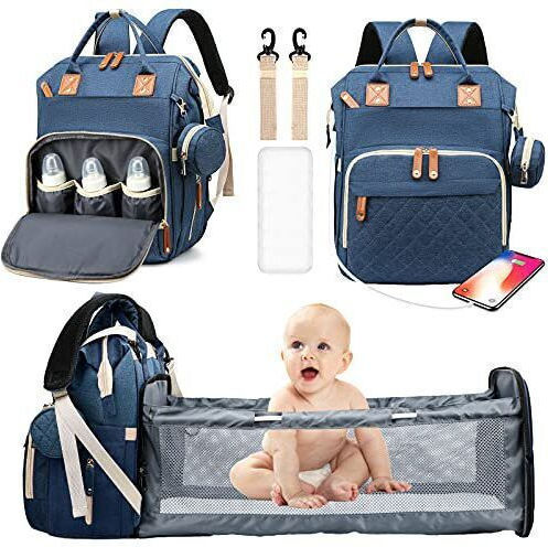 Queen Mother Diaper/Crib Backpack Navy Blue