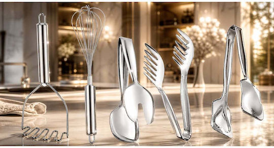 SteweHome Set of 11 Pieces White Stainless Steel Serving Utensils