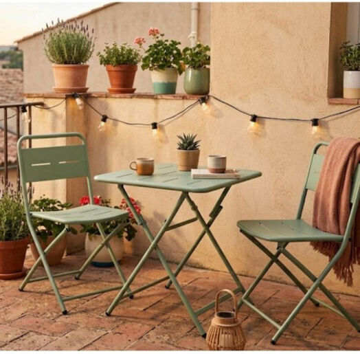 Dining Set for Small Outdoor Spaces 3 Pieces Green