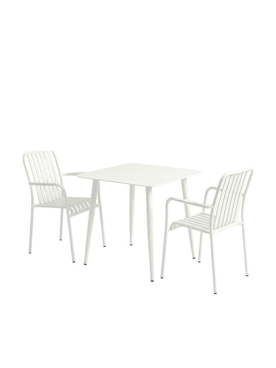 Dining Set for Small Outdoor Spaces Heven 3 Pieces White