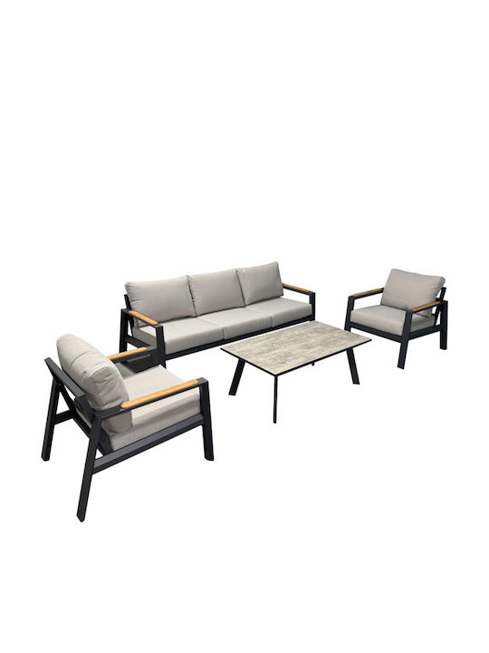 Pakketo Garten- und Outdoor-Möbelsets Typsatz Wohnzimmer 4 Stück Anthrazit mit Kissen