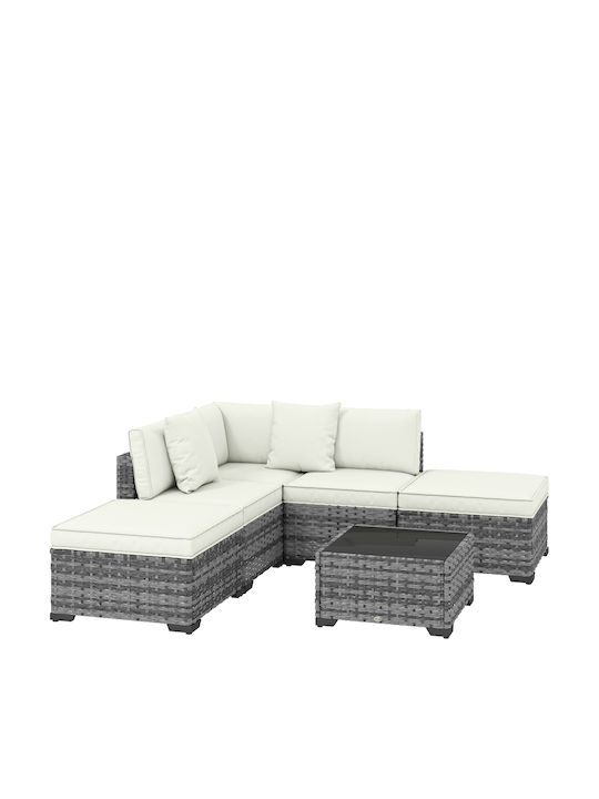 Outsunny Outdoor Lounge Set 6 Pieces Gray with Pillows