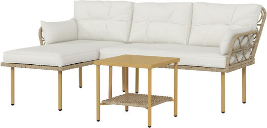Living Room Set 3 Pieces White with Pillows