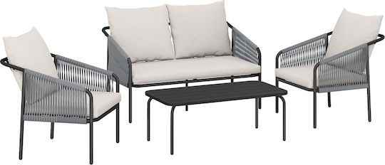 Living Room Set 4 Pieces Khaki with Pillows