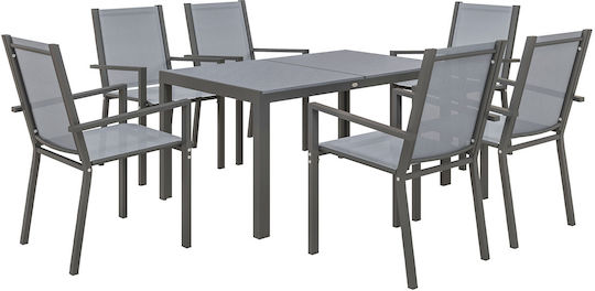 7-Piece Dining Room Set Light Gray