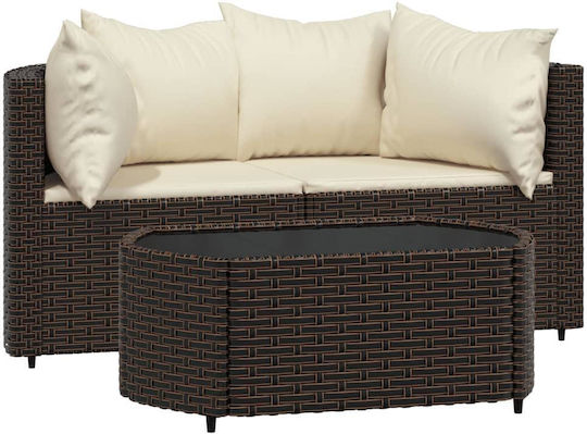 Living Room Set 3 Pieces Brown with Pillows Living Room Set 3 Pieces Brown with Pillows