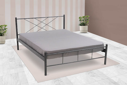 Doppelmetallbett Grau Für Matratze 140x190cm