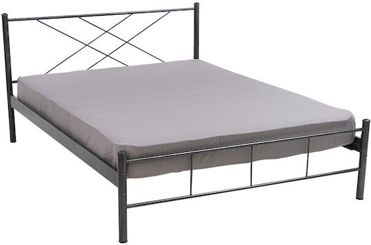 Pat Single Metal Negru Pentru Saltea 90x190cm