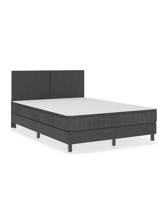 Doppelbett Mit Stoff Dunkelgrau Mit Lattenrost Für Matratze 140x200cm