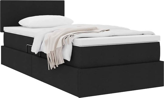 Κρεβάτι Μονό με Στρώμα 90x190cm Μαύρο