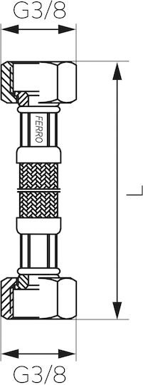 Ferro Flexible Connection Hose Flexible Connection Mesh Stainless Steel Nut-Nut 3/8" 30cm Pws911