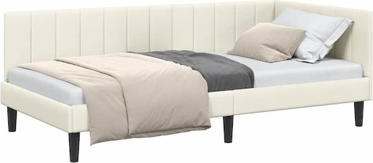 Single Bed Suitable for Mattress 100x200cm Cream