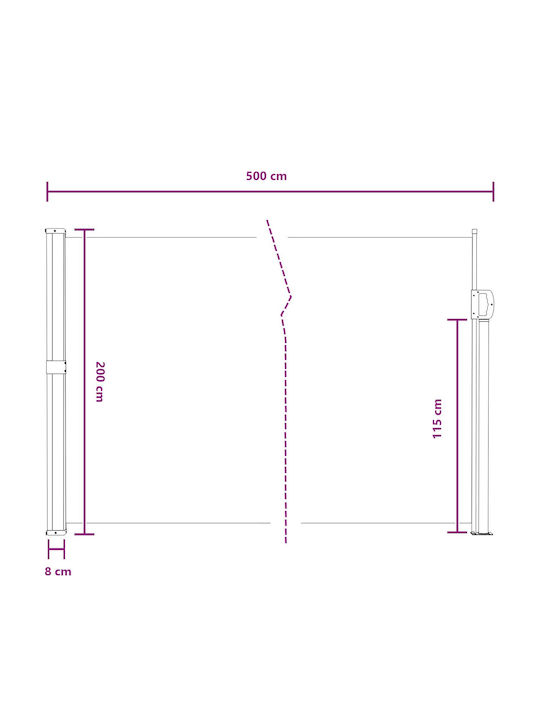 vidaXL Πλαϊνή Τέντα Βεράντας Μπεζ 5x2m