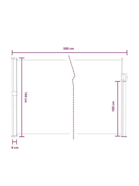 vidaXL Πλαϊνή Τέντα Βεράντας Γκρι 5x1.6m