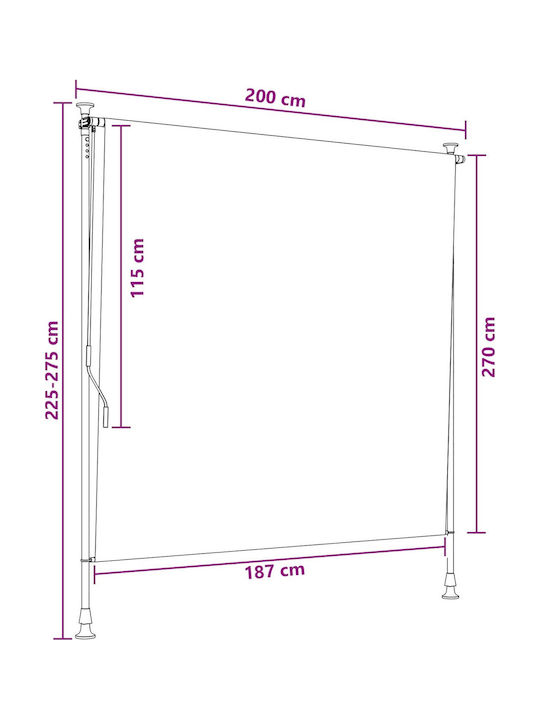 vidaXL Terrasse Markise mit LEDs Schwarze 2x2.7m