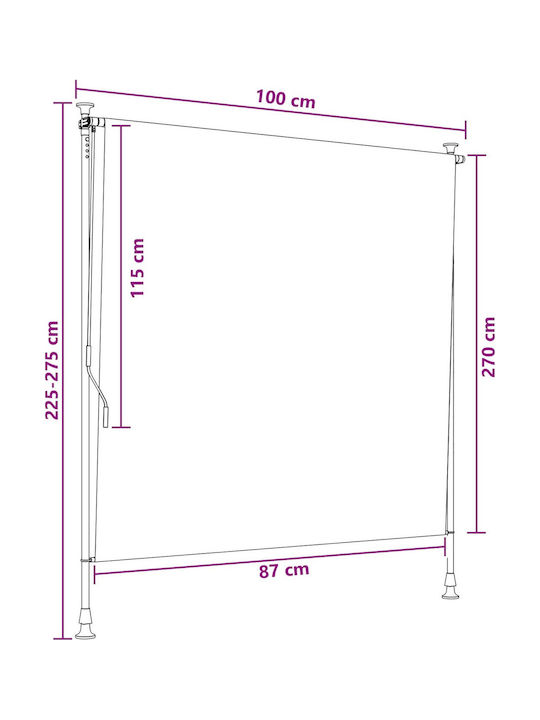 vidaXL Terrasse Zelt mit LEDs Grau 1x2.7m